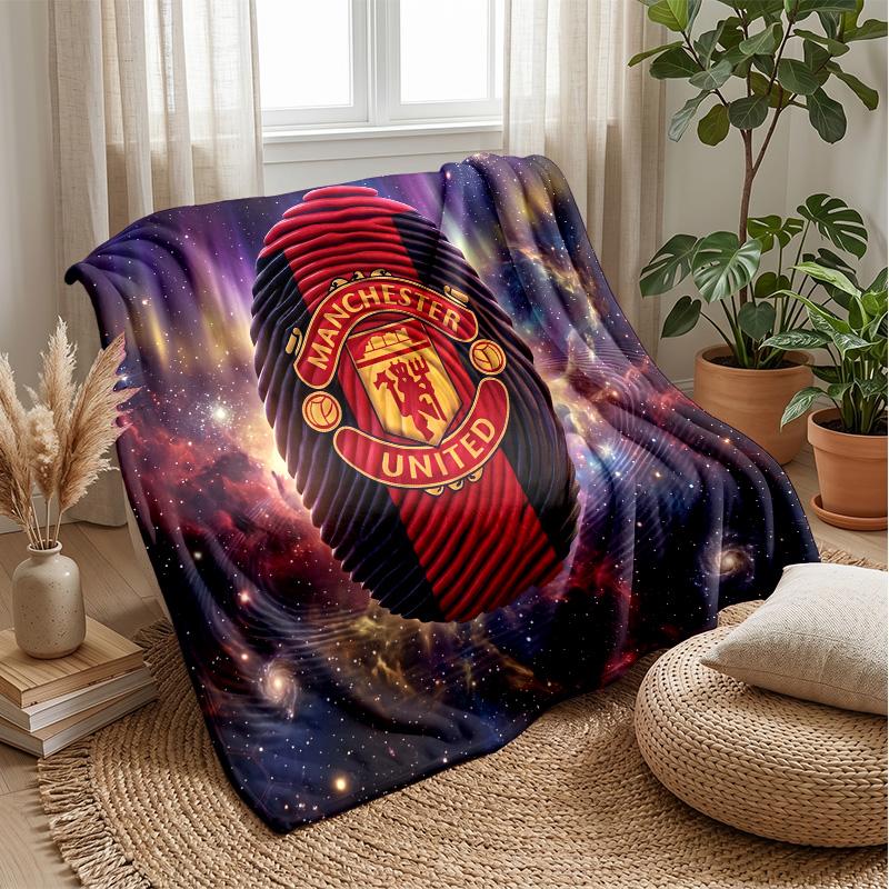 Manchester United Theme Blanket Soft Flannel Blanket Plush Throw Blanket Cozy Sofa Bed Blanket for Home Decor