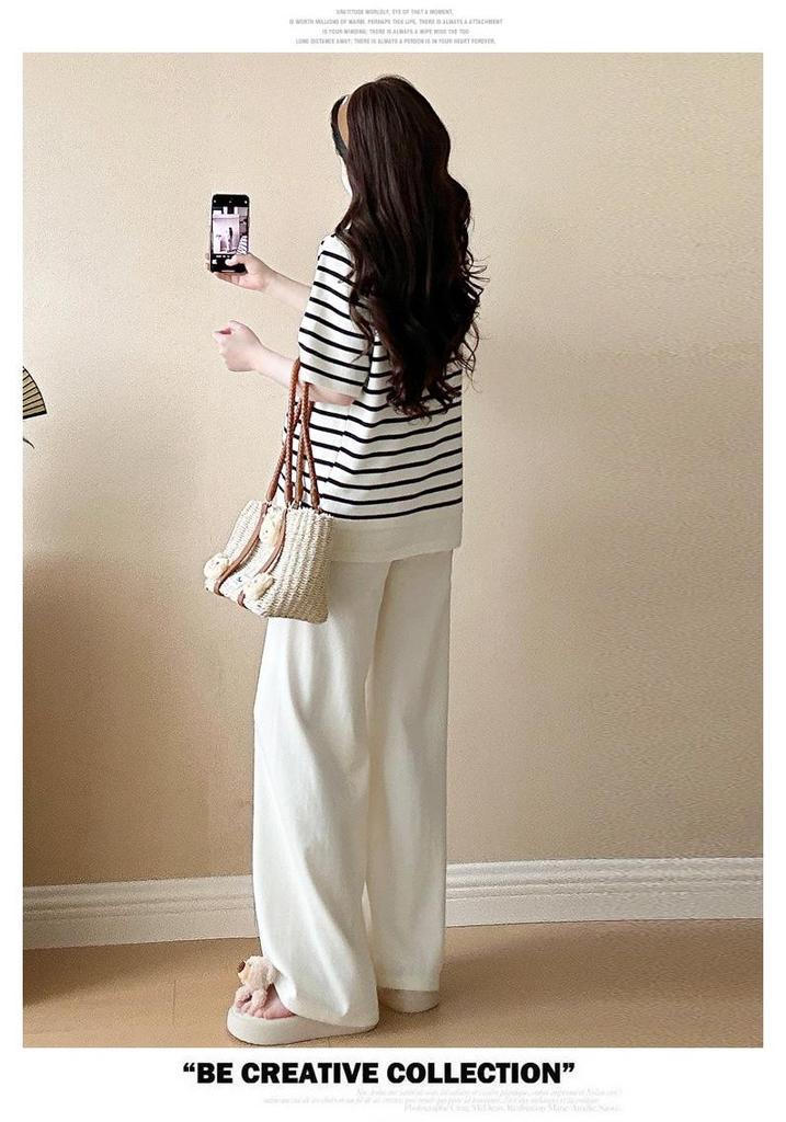 2026 Summer Ice Silk Knit Maternity Sportswear: Casual Loose Plus Size Two-Piece Set