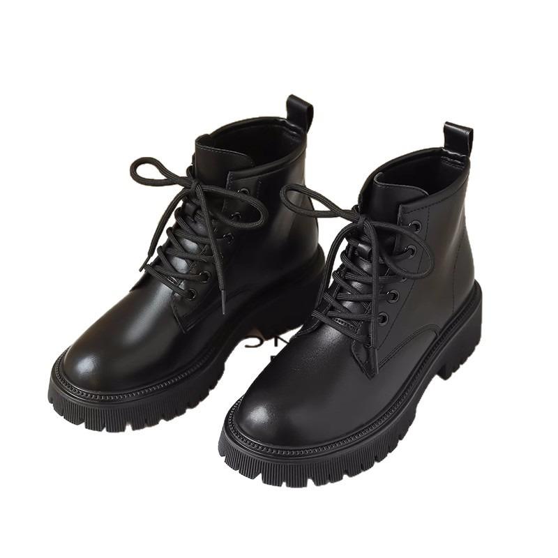 Autumn new velvet Martin boots women's black locomotive single boots women's platform short boots