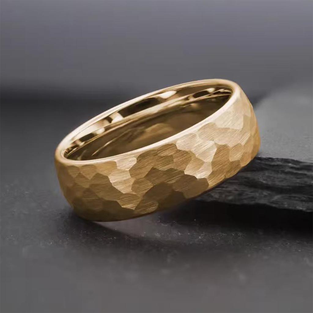 Tungsten Carbide Ring for Man Anillos Bague Homme Pareja De Compromiso Fashion Jewelry Wedding Bands Hammered Engagement Rings