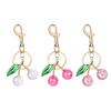 Sophisticated Resin Cherry Bag Charm with Glitter Key Ring Clip Stylish Metal Keychain Pendant Accessory for Purses