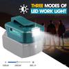 For Makita 14.4V/18V Lion Battery Dual USB converter Port with LED Light Spotlight Outdoor Flashlight for Makita Batteries