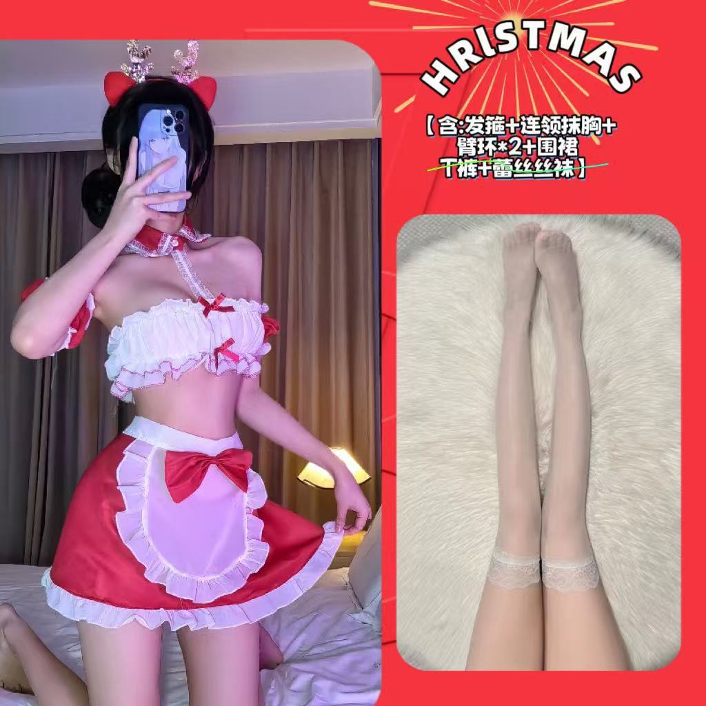 Christmas costume female cos sexy maid cute new year couple suit clothes pajamas adult bed