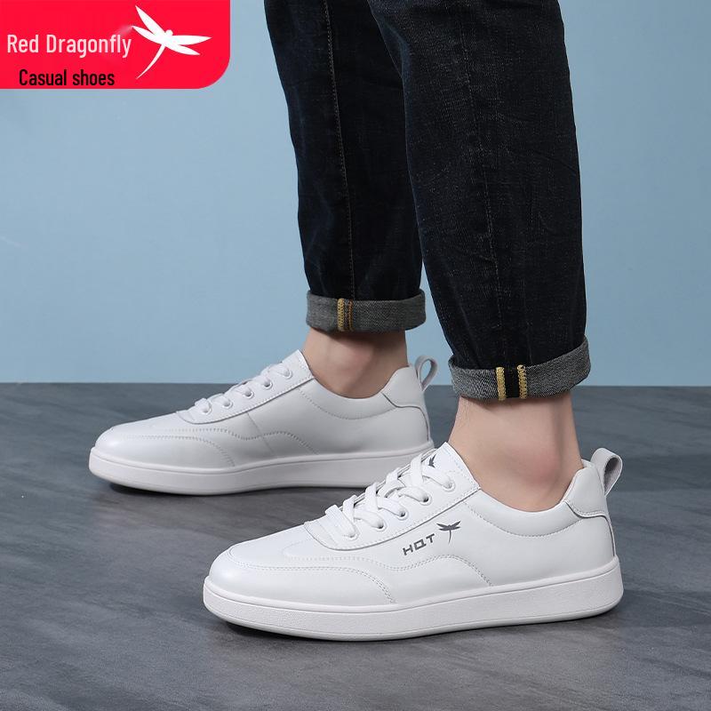 Red Dragonfly Men's Genuine Leather Sports Casual Shoes - All Black, Autumn/Winter 2025