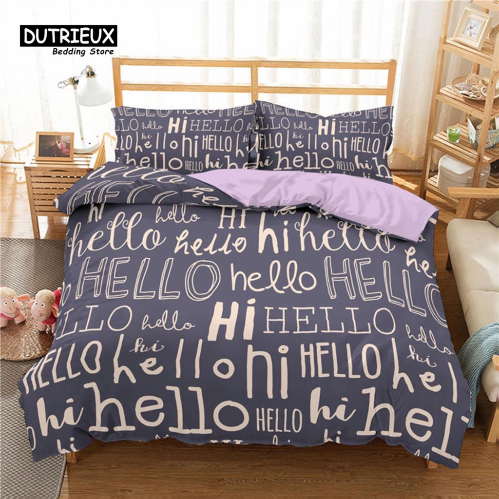 Comforter Love Heart Bedding Set Love Words Polyester Romantic Crown Print Full King For Girl Boy