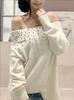 Stardust Shards Hot & Spicy Hot Dog One-Shoulder Diamond Mid-Neck Sweater