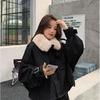 Winter Fleece Lined Leather Parka Coat for Women Korean Loose Short Jacket Warm Outerwear