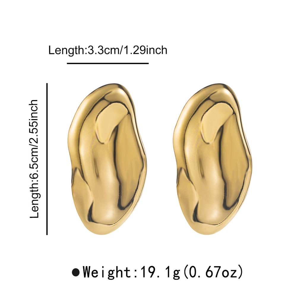 Exaggerated Irregular Geometric Stud Earrings Minimalist Ins Style Metal Wrinkled Texture Fashion Earrings For Women