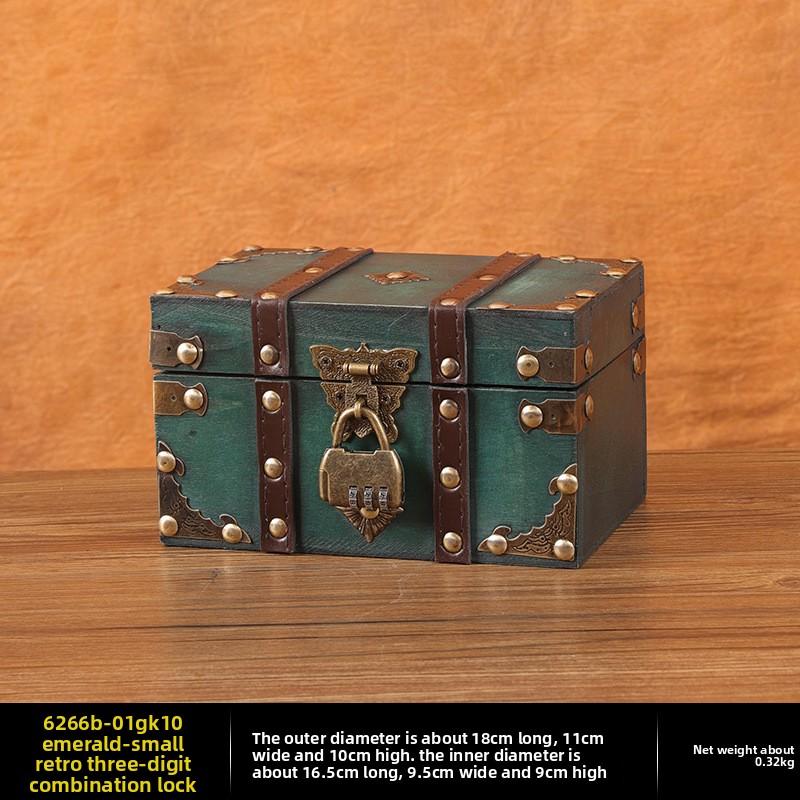 European Retro Wooden Lock Storage Box Home Storage Box Wooden Box Decorative Ornament Secret Room Escape Prop Box