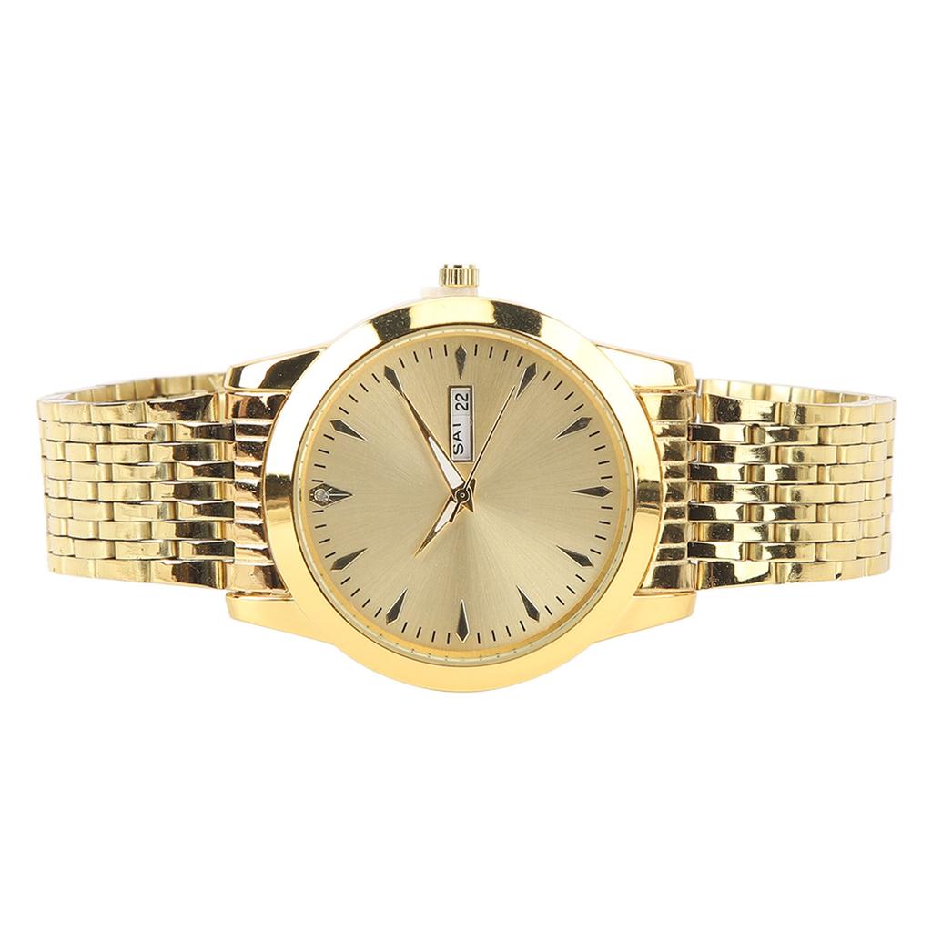 Quartz Men Watch Commercial Dual Date Stylish Classic Quartz Stainless Steel Dress Watch