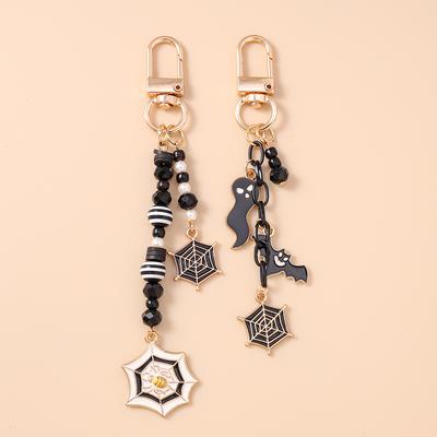 Pretty Enamel Halloween Keychain Ghost Bat Key Ring Pendants for  Women Girls Handbag Decor DIY Handmade Key Chain Gift