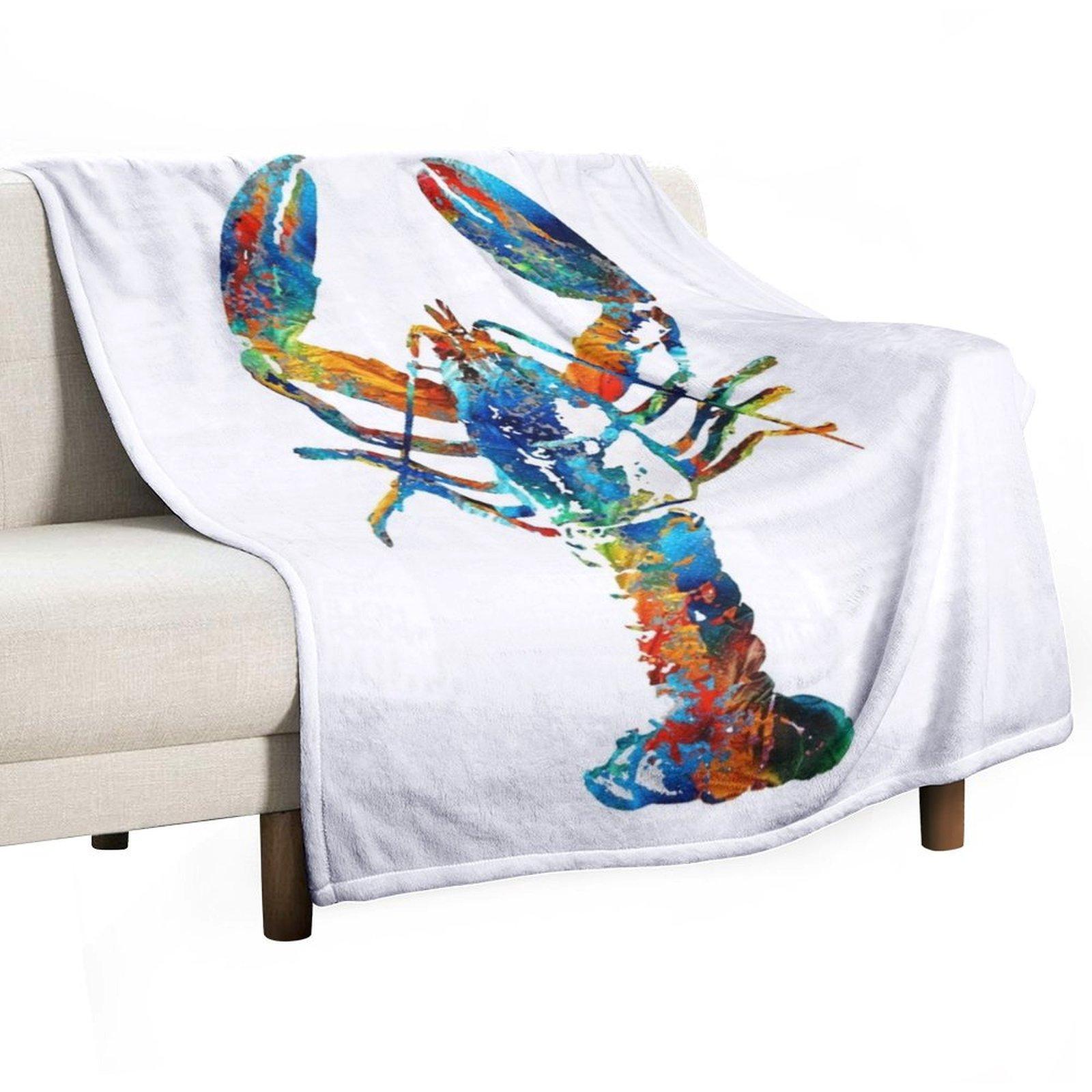Colorful Lobster Art by Sharon Cummings Throw Blanket Decoratives Thermals For Travel Flannels Plaid on the sofa Blankets 30x40in
