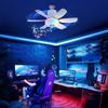 2026 New RGB Color Changing E27 Ceiling Fans with Remote Bluetooth Music 32W Led Ceiling Fan Light for Bedroom Kitchen Lighting