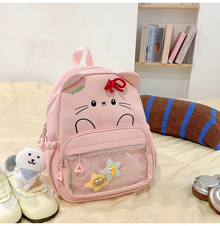 Schoolbag Japanese ins new high-value fresh and sweet candy color cute kitten backpack girl light backpack