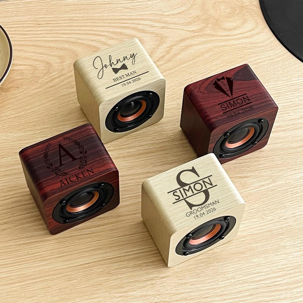 Personalized Customized Wireless Bluetooth Square Wooden Speaker