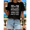 Italian Sister Funny Letter Print T - Shirt Women's Spring - Summer Short - Sleeve Crew - Neck Casual T - Shirt, Daily Leisure, Holiday Gift