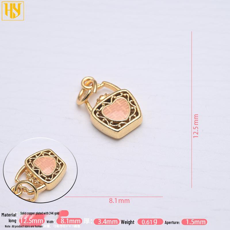 Copper-Plated Gold Enamel Peace Lock Key Pendant - Retro Festive Jewelry Charm Necklace Accessory