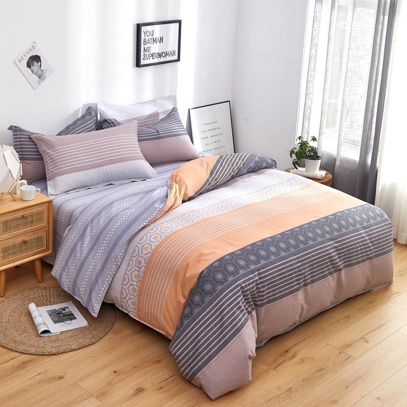 Vierteiliges Set aus Bettwäsche aus reiner Baumwolle, Bettbezug, Bettwäsche, dreiteiliges Bettlaken-Set für den Schlafsaal