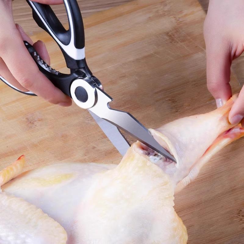 Powerful Multi-Purpose Kitchen Scissors for Vegetables, BBQ, Chicken, Duck & Fish - Stainless Steel