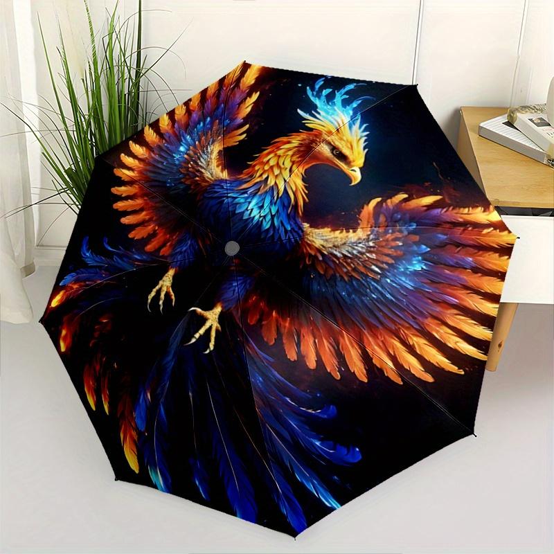 1pc Colorful Bird Durable Cartoon Folding Umbrella,Compact Umbrella for Men and Women, Suitable for Travel or Daily Use.A002