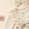 E2302A Toddler Girls' Princess Bow Romper with Headband - Sweet Long Sleeve Two-Piece Outfit