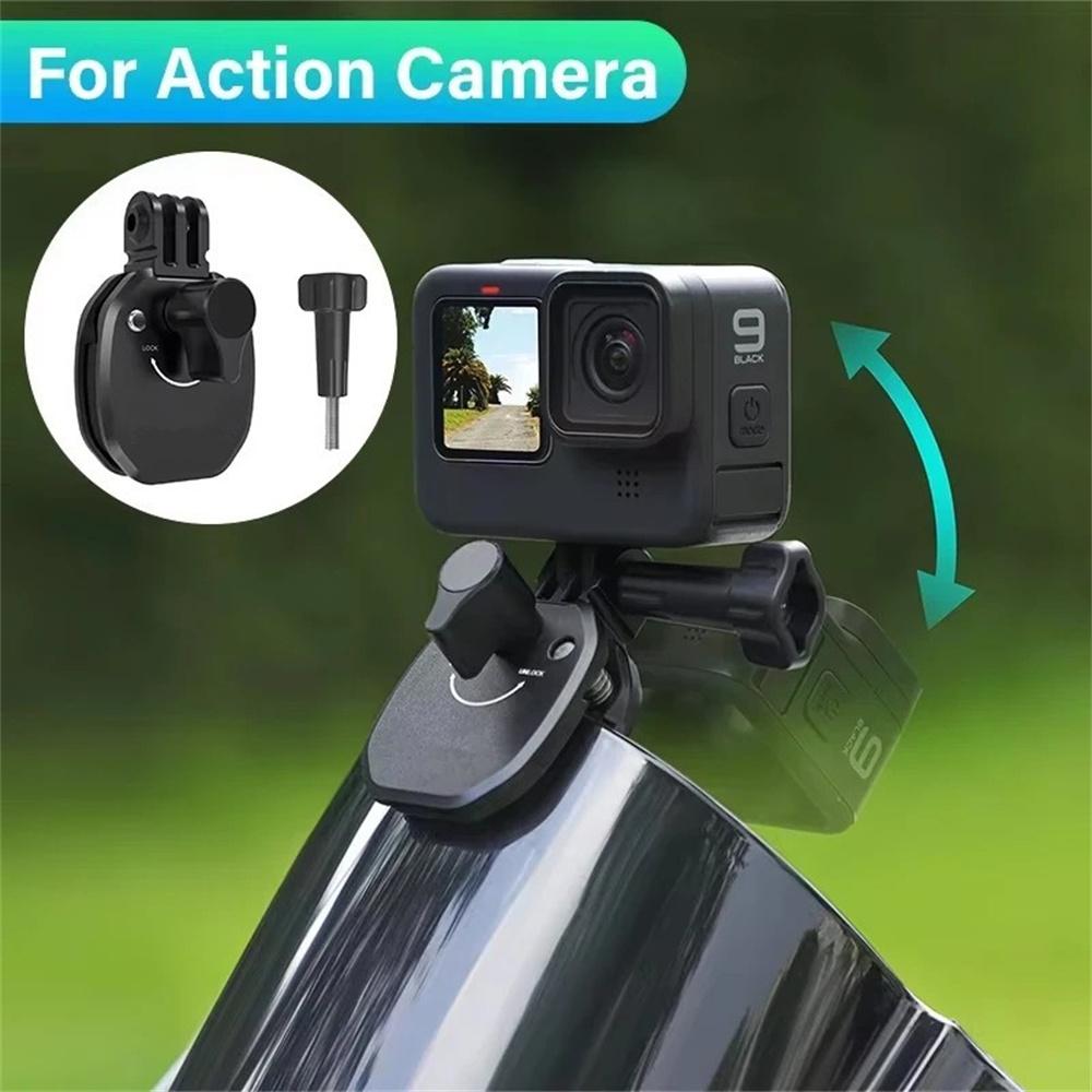 Aluminum Action Camera Windshield Clamp Mount for GoPro/Insta360/DJI - Motorcycle Scooter E-Bike