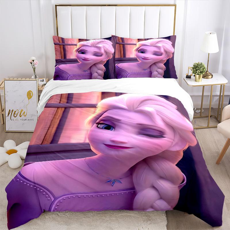 3pcs Lovely Princess Elsa Bedding Set - 1 Soft Quilt Cover + 2 Pillowcases, Machine Washable - Suitable for All Seasons, Perfect Gift for Family