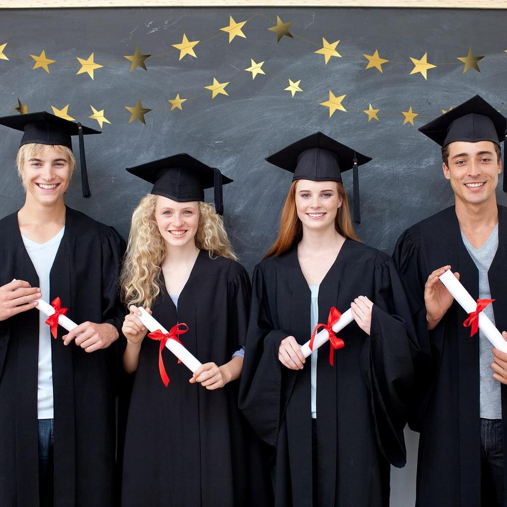 Spakon 65 Feet Glitter Star Paper Garland Banner Hanging Decoration Star Streamers Double Side 2025 Graduation Decorations for Wedding Birthday