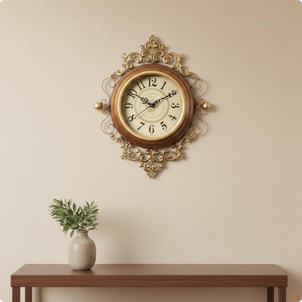 Ornate European Wall Clock Read Vintage Black S