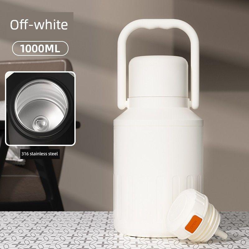 

Large-Capacity Thermos Cup for Girls, High-Looking 316 Food-Grade Water Cup, Portable Outdoor Simple Double-Drink Cup for Boys Off-White Portable Cup 1000ml
