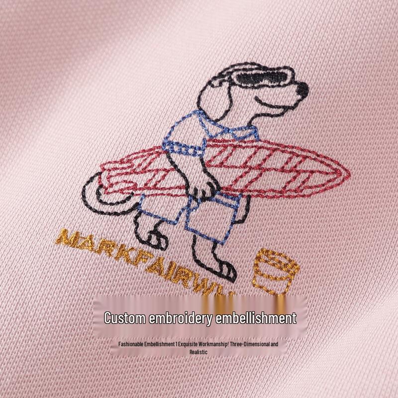 Mark Fairwhale Men's Cartoon Embroidered Short Sleeve Polo Shirt