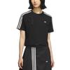 adidas Originals Girocollo Comodo Moda Semplice Versatile Manica Corta Righe Regolare T-Shirt Donna Top Nero KB6398