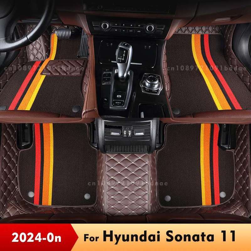For Hyundai Sonata 11 2024 Double Layer Car Floor Mats  Auto Foot Pads Carpet Cover Interior Accessories