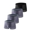 Men's Black Ice Silk Mid-Waist Breathable Mesh Boxer Briefs