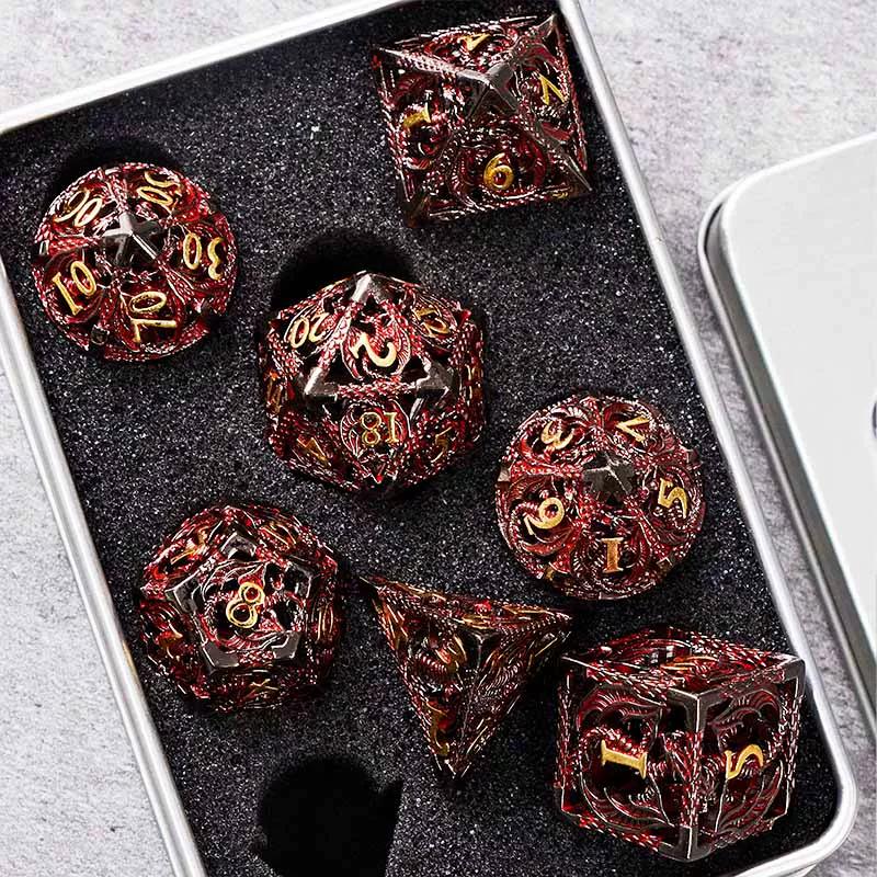 

COC running dice dragons and dungeons board game d20 dice metal hollow cthulhu dnd polyhedron trpg