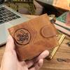 Vintage Echte Leder Herren Geldbörse Tiger Prägung Bifold Münzfach Retro Rindsleder Kartenhalter Große Kapazität Kurze Geldbörse