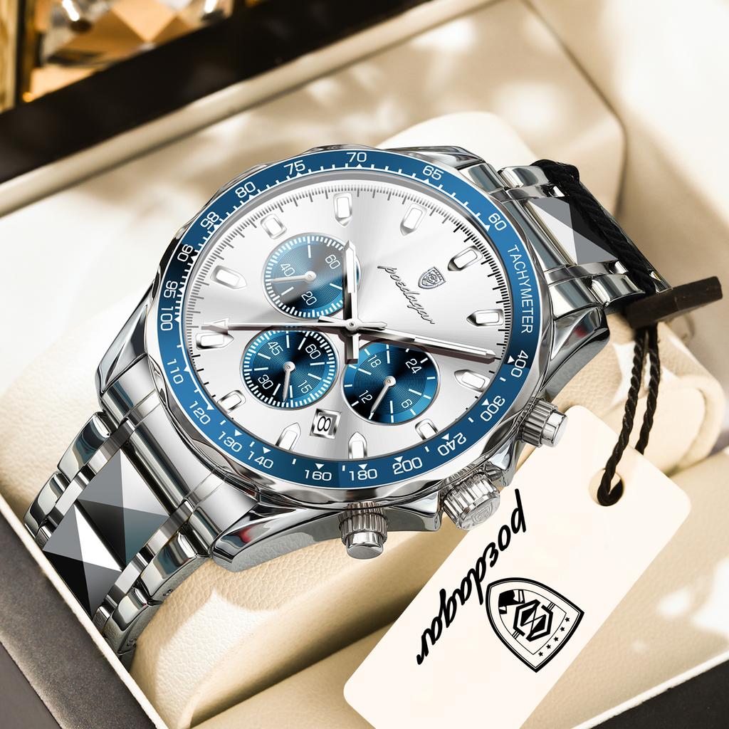 POEDAGAR Sport Men Watch Waterproof Luminous Chronograph Date Quartz Military Man Wristwatch Stainless Steel Men's Watches Reloj