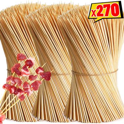 Palitos de bambú para brochetas de 15/20/25/30 cm, de calidad alimentaria, desechables, de madera natural, para cocina, barbacoa, frutas fritas