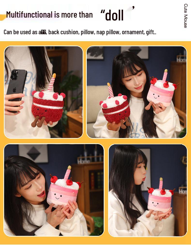 Douyin Xiaohongshu Cherry Red Velvet Cake Plush Doll Gift