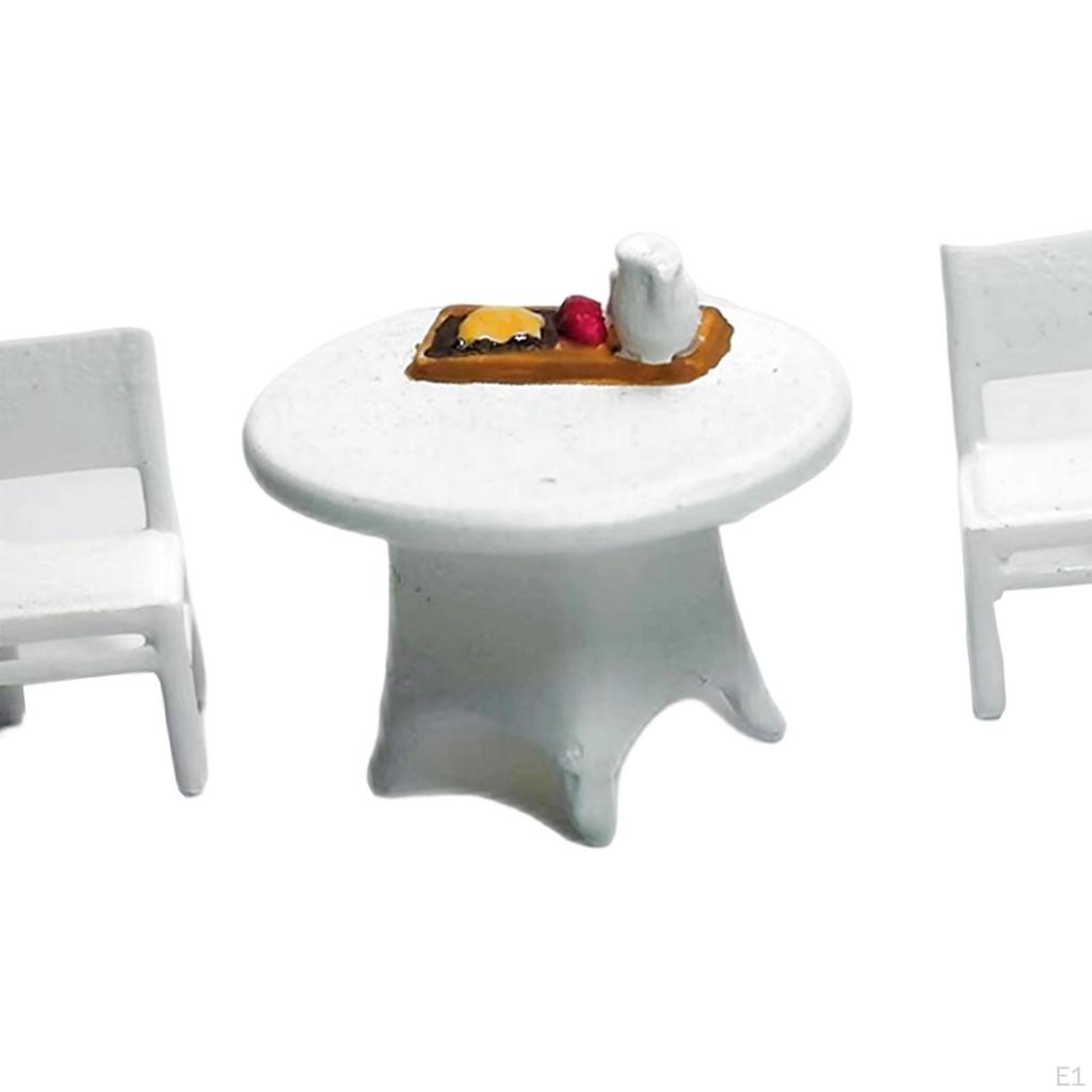 3 Pieces 1/64 Desk Chair Set Beach Scenery DIY Projects Fairy Garden S Scale Collections Micro