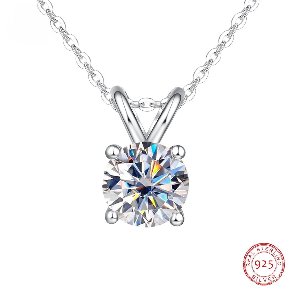 

D Цвет 1 карат Муассанит с бриллиантом 18-каратного золота Позолоченное ожерелье с подвеской в ​​виде четырех когтей Подарки на годовщину