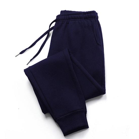 Men Solid Color Casual Sweatpants Drawstring Elastic Waistband Pockets Sport Pants Wide Leg Jogging Pants