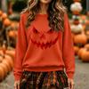 Women's Fashion Casual Long Sleeve Halloween Print Neck Pullover Sweatshirt