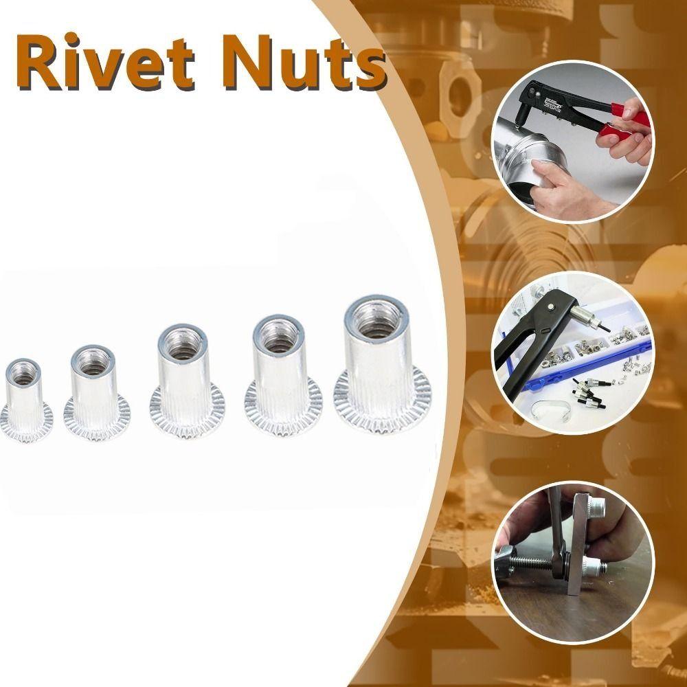 150/165Pcs Carbon Steel Rivet Nut Assortment Kit Assorted Sizes Threaded Insert Nuts Home Workshop