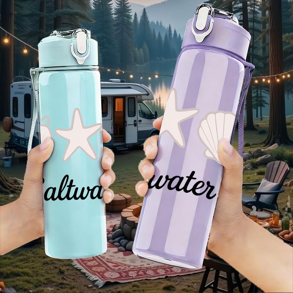 1PC Saltwater Soul Seashell Starfish 750ml Color Plastic Sports Water Bottle Leakproof Flip Straw Lid Suitable for Sports Office Home Use