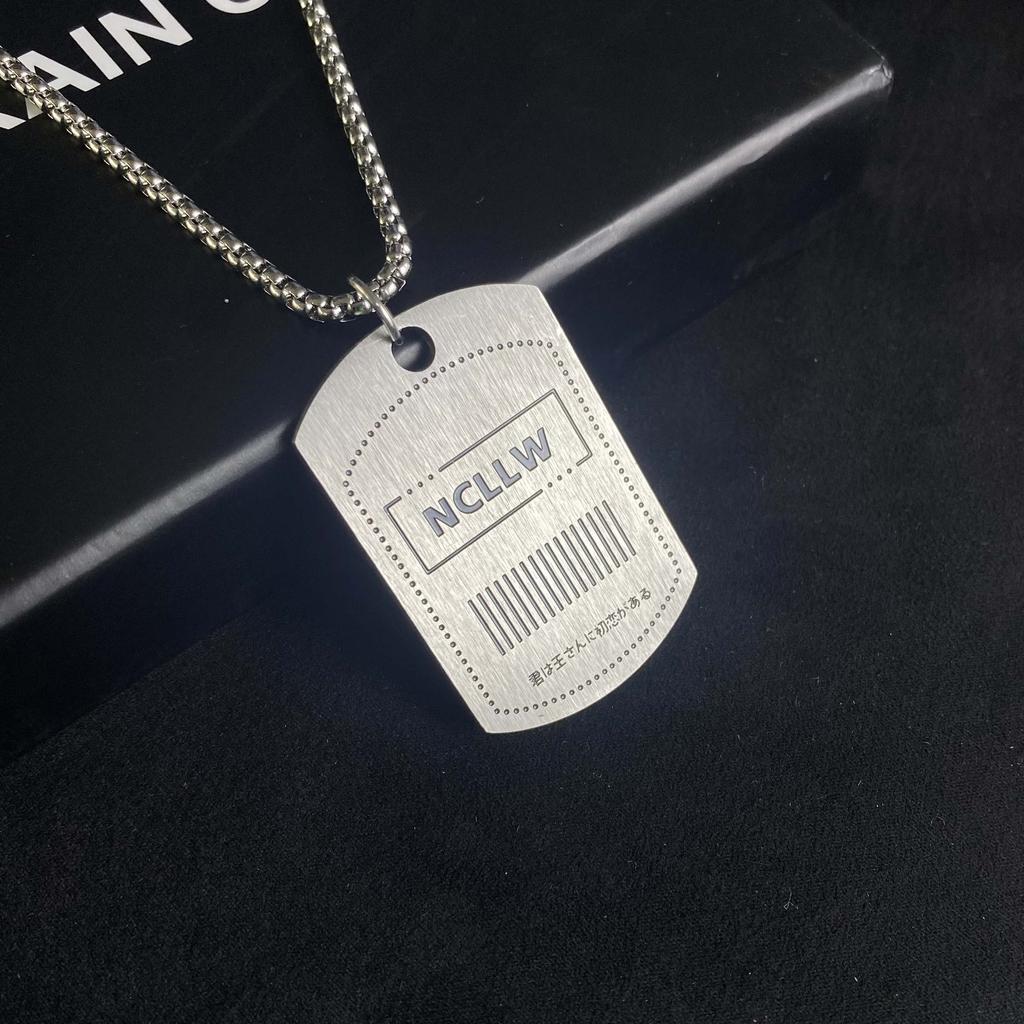 Titanium Steel Necklace Pendant Hip Hop Style English Brand Pendant Retro Pendant Alloy Jewelry Stainless Steel Necklace