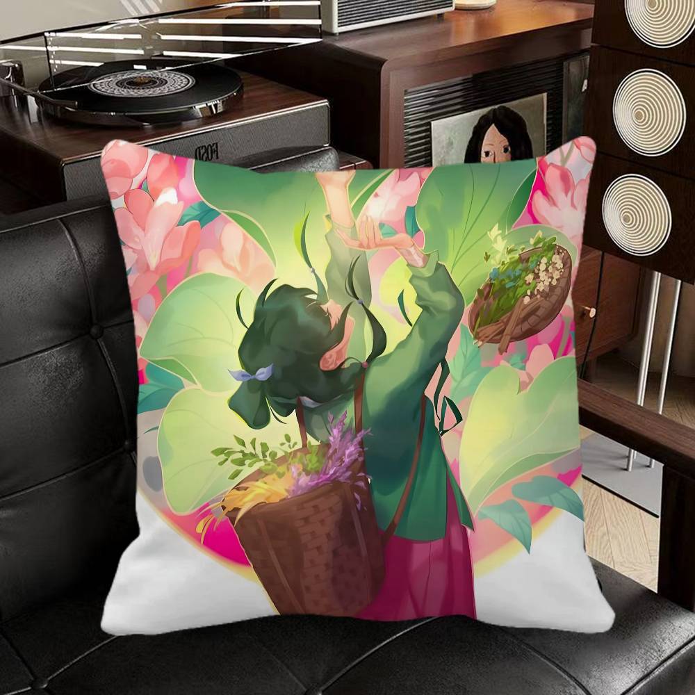 Maomao Anime The Apothecary Diaries Pillow Case Square Pillow Bedroom Sofa Leisure Comfort Cushion Car Home Decoration