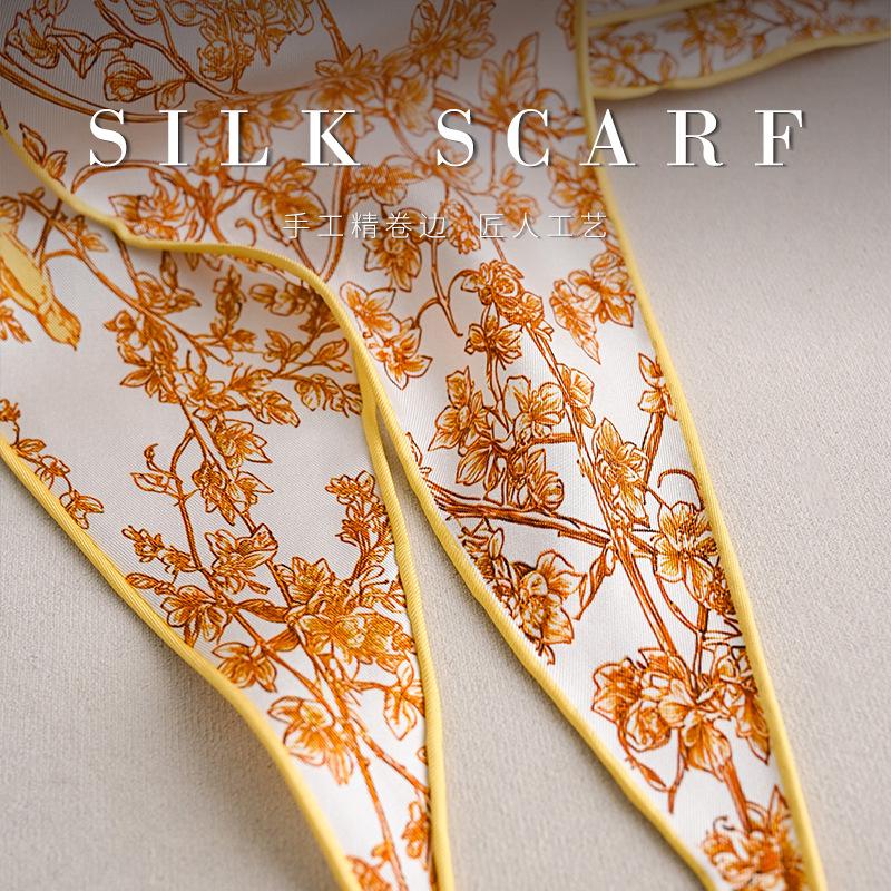 New Silk Twill Rhombus Scarf, High-end Light Luxury 100% Mulberry Silk Silk Scarf, Gift Neck Women's Silk Scarf