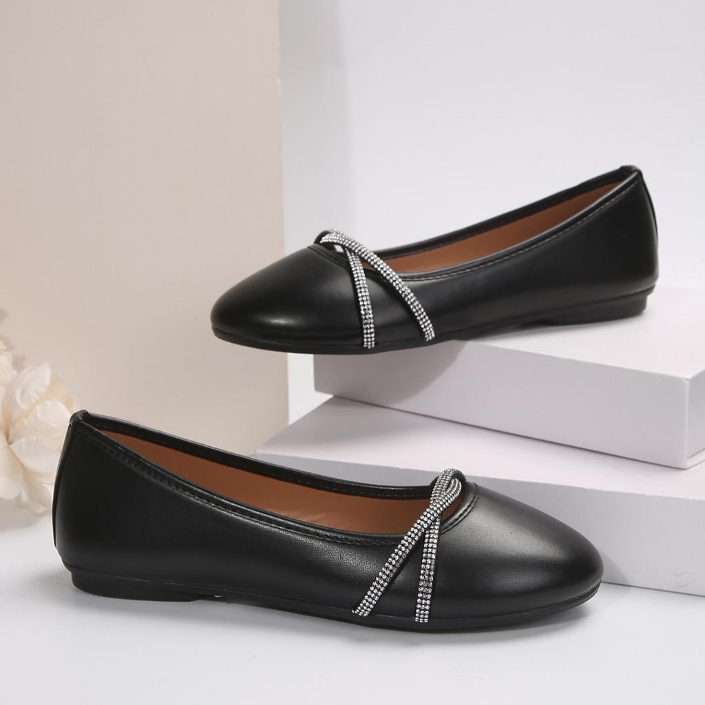 Damen Sommer Einzelschuhe Damen Frühling und Herbst Flach Groß Damenschuhe Lederschuhe