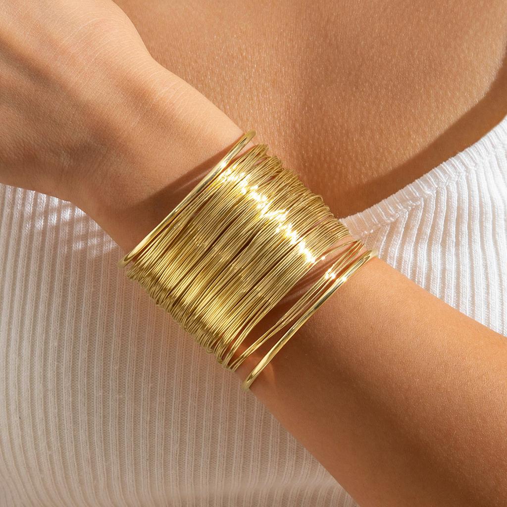 New Street Punk Party Jewelry Multi-layer Hollow Steel Silk C-shaped Open Bracelet Wholesale